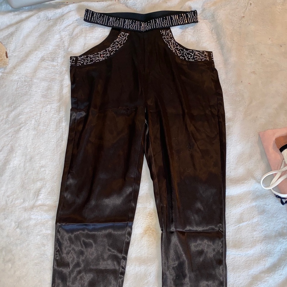 Satin cut out pants